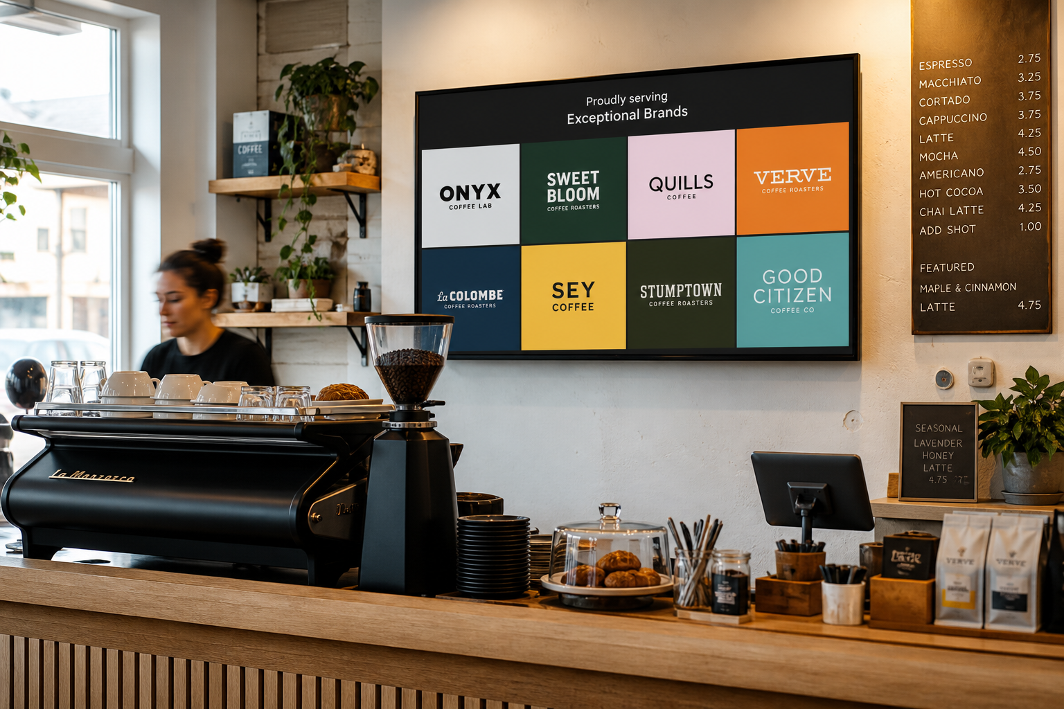 The counter screen at Rincon Coffee